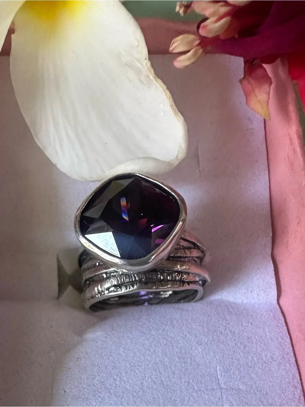 Silpada sterling Silver 925 Ring with Deep Purple Cushion Gemstone size 5
